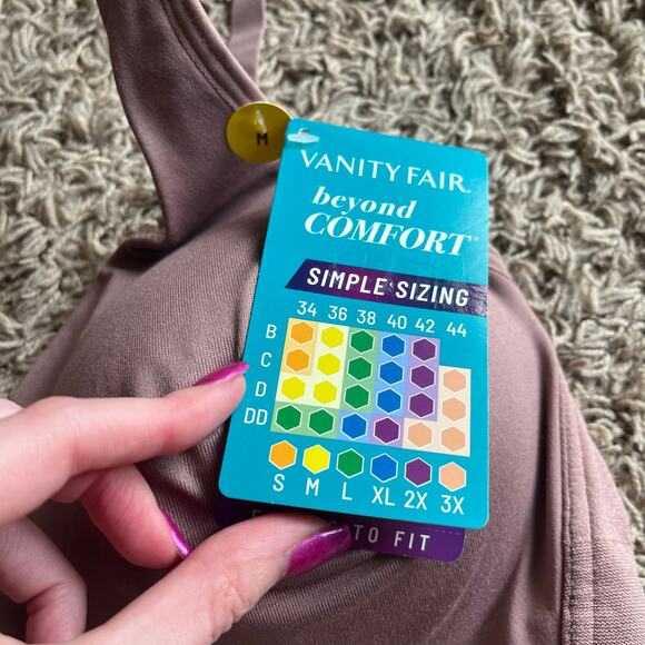 NWT! Vanity Fair Wireless Bra Soft Smoothing Chocolate Brown Size Medium - Picture 6 of 6